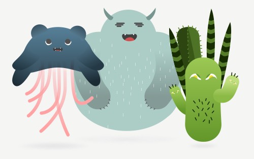 medubear cheeky-yeti jiu-ji-cacto characters